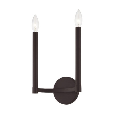 Bronze Double Candle 2-Light Wall Sconce
