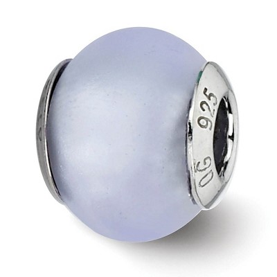 Black Bow Jewelry Lavender Matte Italian Murano & Sterling Silver Bead Charm, 14mm