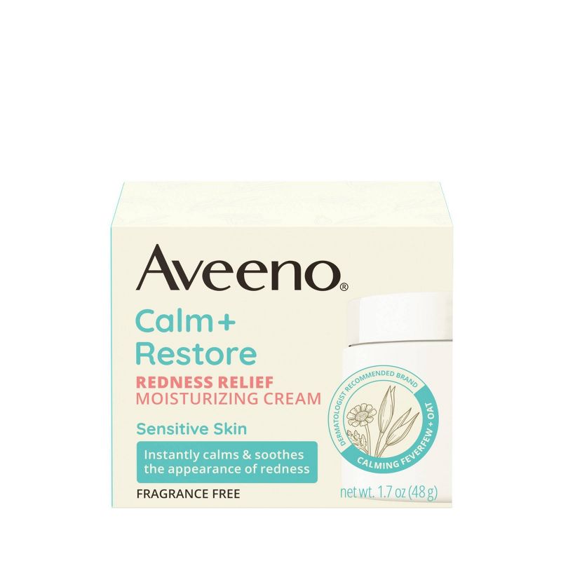 Aveeno Calm + Restore Redness Relief Moisturizing Cream for Sensitive Skin - Fragrance Free - 1.7 fl oz, 3 of 14