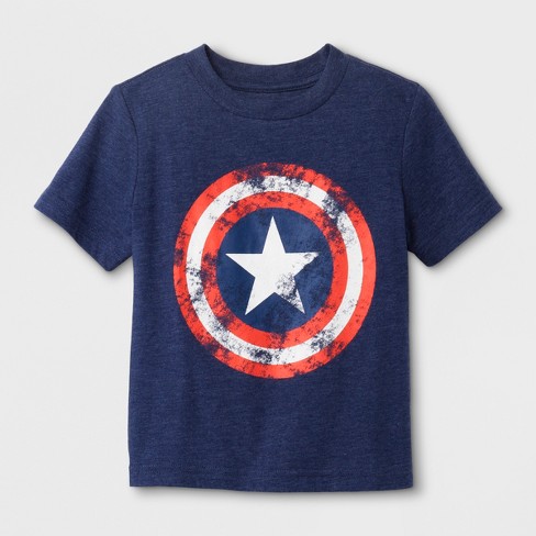 Toddler Boys' Marvel Captain America Shield Short Sleeve T-shirt - Navy ...