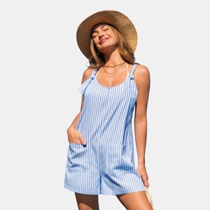 Women's Striped Spaghetti Strap Romper for Beach Vacation - Cupshe - 1 of 4