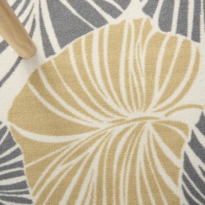 Gray and Beige Tropical Leaf Indoor/Outdoor Area Rug 4' x 6'