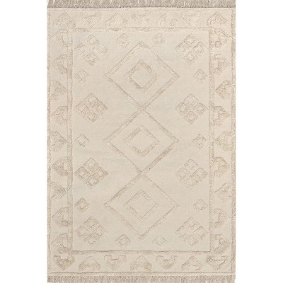 Nuloom Esteri Geometric Cotton Tassel Indoor Area Rug, 4' x 6', Beige