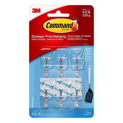 Command Clear Small Wire Hooks, 6 Hooks, 8 Strips (17067CLR-6ES)