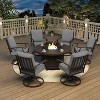 ALAULM 7 Piece Metal Outdoor Patio Furniture Set with Round Fire Pit Table, 6 Swivel Chairs with Thick Cushion - 2 of 4
