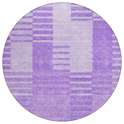 Lavender And Purple Striped Washable Indoor Outdoor Area Rug