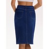 INSPIRE CHIC Women's High Waist Back Slit Stretch Denim Casual Sheath Midi Jean Skirts - 4 of 4