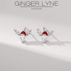 Christmas Reindeer Earrings Womens White Gold Plated Santa Hat Deer Pear CZ Ginger Lyne Collection - 2 of 4
