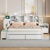 Full Size Platform Bed with Desk and USB Ports, Bed with Headboard Storage and Nightstand, Storage Bed with Drawers, Wood Frame Bed-Baofuwish - 2 of 4