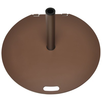 Tangkula 50LBS Patio Market Umbrella Base Stand Weighted Round Umbrella Holder w/Handle & Wheels Brown
