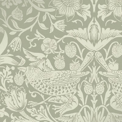 William Morris Sage Green and Gold Floral Vinyl Wallpaper