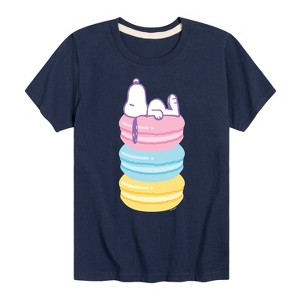 Boys' - Peanuts - Snoopy Stacked Macarons Short Sleeve Graphic T-Shirt - 1 of 4