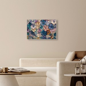 Art Remedy Jewel Flowers Colorful buterfly and flowers wall art Framed - 1 of 4