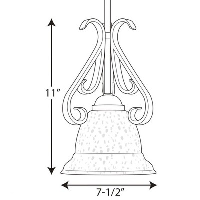 Torino Forged Bronze Mini Pendant with Bell-Shaped Glass