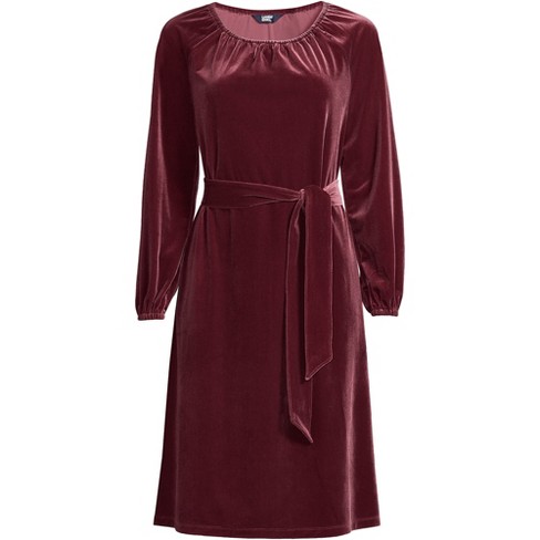 Lands' End Women's Velvet Peasant Knee Length Dress - Medium - Rich ...