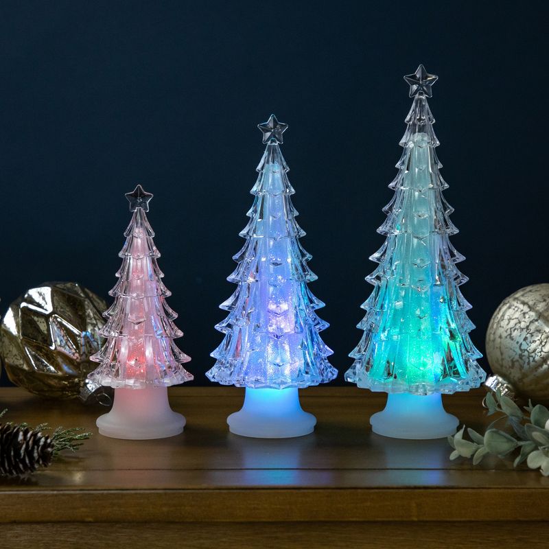 Northlight LED Lighted Color Changing Acrylic Christmas Tree Decorations - 8.5" - Set of 3, 1 of 7
