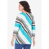 Roaman's Women's Plus Size Diagonal Stripe V-Neck Tee - 3 of 4