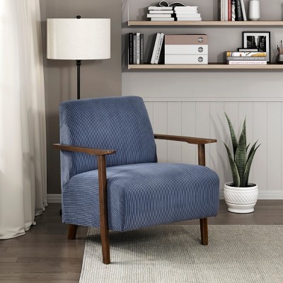 Grungis Corduroy Accent Chairs,Living Room Chairs with Solid Wood Arms and Legs in Brown Finish,Comfy Chairs for Living Room,Bedroom