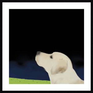 33" x 33" Yellow Dog Profile by Marjorie Weiss Wood Framed Wall Art Print - Amanti Art - 1 of 4