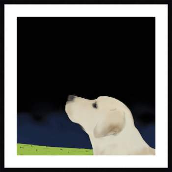 33" x 33" Yellow Dog Profile by Marjorie Weiss Wood Framed Wall Art Print - Amanti Art