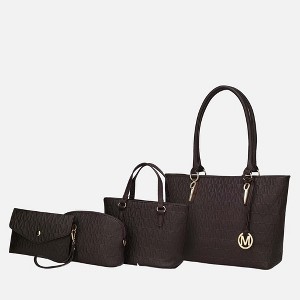 MKF Collection Edelyn Embossed M Signature Vegan Leather Women’s Tote Bag by Mia K – 4 Pcs set - 1 of 4