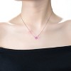 Guili Sterling Silver 18K Rose Gold Plated Butterfly Pendant Necklace with Ruby and Cubic Zirconia Pave, Small Size Layering Necklace. - 3 of 3