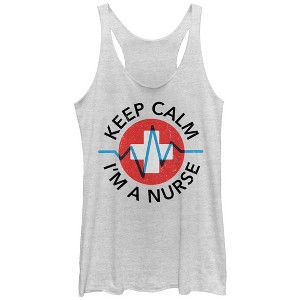 Women's CHIN UP Keep Calm I'm a Nurse Racerback Tank Top - 1 of 3