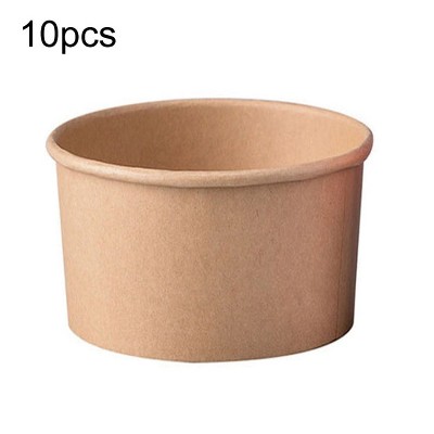 10pcs 450ml Disposable Single PE Laminated Paper Bowl Round Soup Bowl Packed Fast Food Boxes(Vellum Bowl)