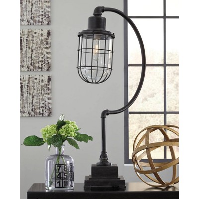 Edison Black Metal Desk Lamp with Glass Shade