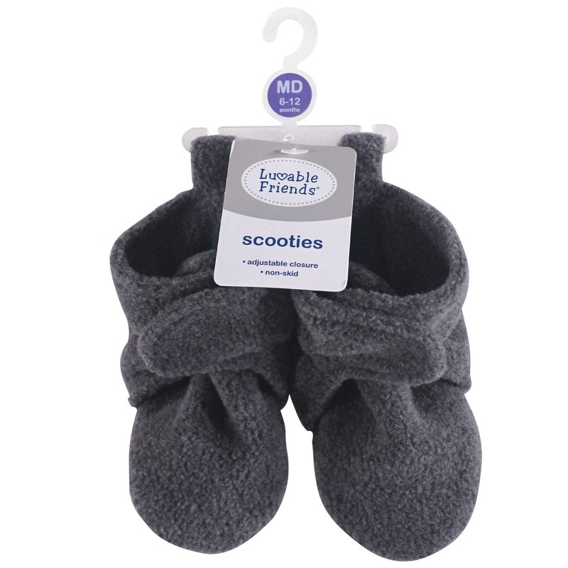 Luvable Friends Baby and Toddler Cozy Fleece Booties, Charcoal, 3 of 4