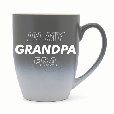 Elanze Designs In My Grandpa Era Two Toned Ombre Matte 10 ounce New Bone China Coffee Tea Cup Mug For Your Favorite Morning Brew, Gray and White