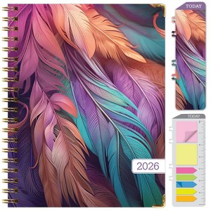 HARDCOVER 2026 Planner, 8.5"x11": 14 Months (Nov 2025-Dec 2026), Daily/Weekly/Monthly,  Bookmark, Pocket Folder w Sticky Notes (Pastel Peacock) - 1 of 4