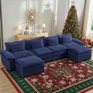 Mjkone 156'' Oversized Modular Sectional Sofa, U-Shaped Couch with 2 Ottomans, 6-Seat Chenille Upholstered Deep Seat Sofa - 1 of 4