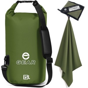 Waterproof Dry Bag 15L with Free Quick Dry Microfiber Towel – Floating Roll Top Dry Sack - Enthusiast Gear - 1 of 4