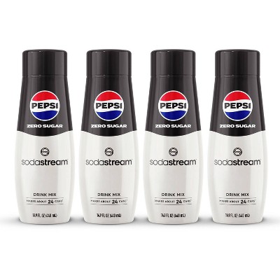 SodaStream Pepsi Zero Drink Mix 14.9 fl oz/4pk: Liquid Concentrate, Cola Flavor, Mix Ready, No Major Allergens, Soft Drink