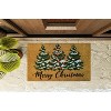 Kate Aurora Merry Christmas Trees Evergreen Bristled Coir Outdoor Welcome Mat - 18"x30" - 2 of 3