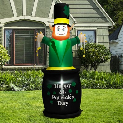 Costway 6ft St Patrick's Day Inflatable Leprechaun Irish Day Blow up  Lighted Giant Doll