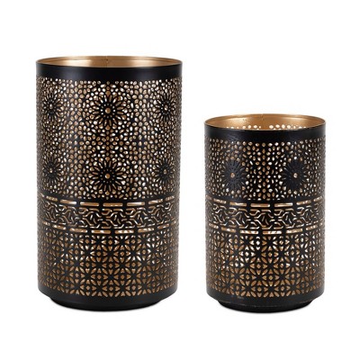 Melrose Mandala Metal Candle Lantern (Set of 2)