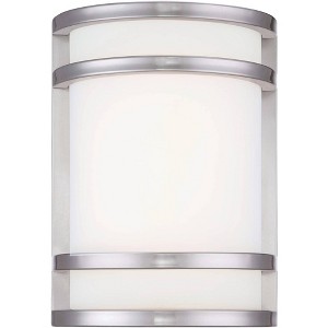 Minka Lavery Modern Outdoor Wall Light Fixture Brushed Stainless Steel LED 9 1/2" Etched Opal Glass for Post Exterior Porch Patio - 1 of 3