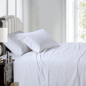 Egyptian Linens Split King Sheet Set - Striped 608 Thread Count 100% Cotton - 1 of 4