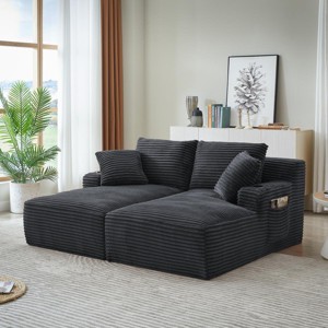 Sofa Couch Modern Double Chaise with Cup Holders and Removable Cushions for Living Room or Bedroom - 3irtyhousy - 1 of 4