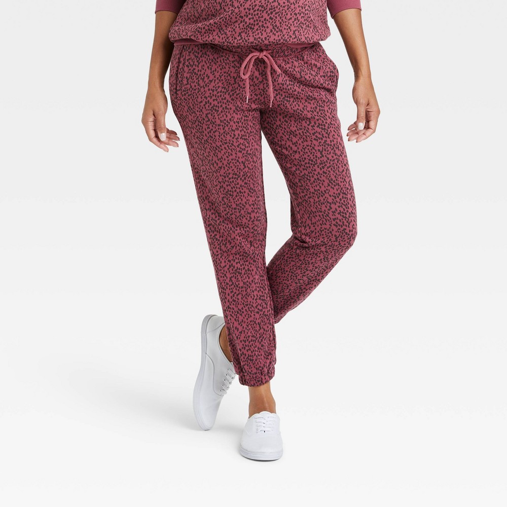 SIZE MED The Nines by HATCH French Terry Maternity Sweatpants Berry Purple Leopard Print M