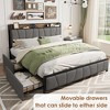 homfan Bed Frame with 2 Storage Drawers and Charging Station, Rustic Linen Upholstered Platform Bed Frame with Storage Headboard, Gray - 3 of 4