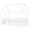 Bellemave Twin Size House Floor Bed with Fence, MDF House Bed Frame with Kid-Friendly Design, Floor Bed for Kids, No Box Spring Needed,White - 3 of 4