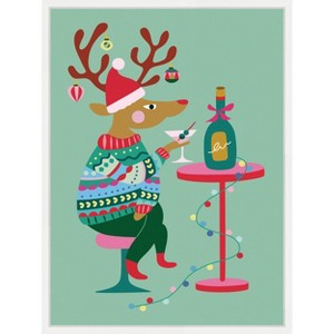 Amanti Art Wine Deer by Rachel Lee 3 Birdies Studio Canvas Art Framed - 1 of 4
