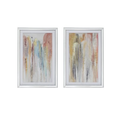 A&B Home 23.5"x35.5" Set of 2 Jennings Crystal Mirror Framed Wall Arts: Luxury Glam Decor, Vertical Orientation, Includes Hardware