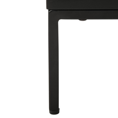 Zadie Black 2-Drawer Rattan Nightstand with Iron Legs