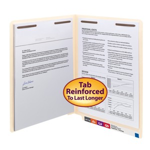 Smead WaterShed/CutLess End Tab Fastener Folder, Reinforced Straight-Cut Tab, Two Fasteners, Letter Size, 50 per Box - 1 of 4