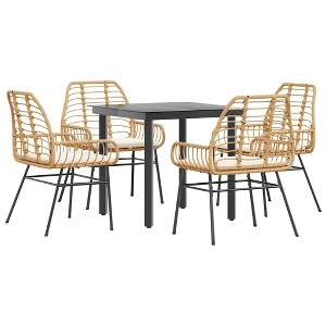 vidaXL Garden Dining Set Brown Poly Rattan 4-seater - 1 of 4