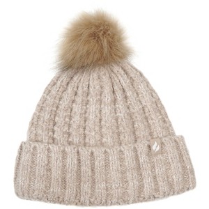 Women's Marseille Ribbed Roll Up Hat With Pom Pom - 1 of 3
